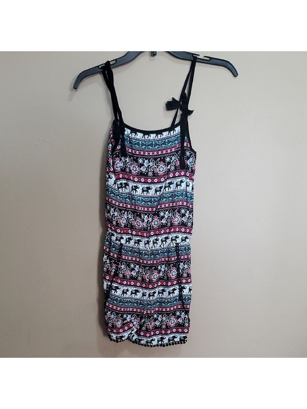 Justice Black and Pink Patterned Romper Size 12